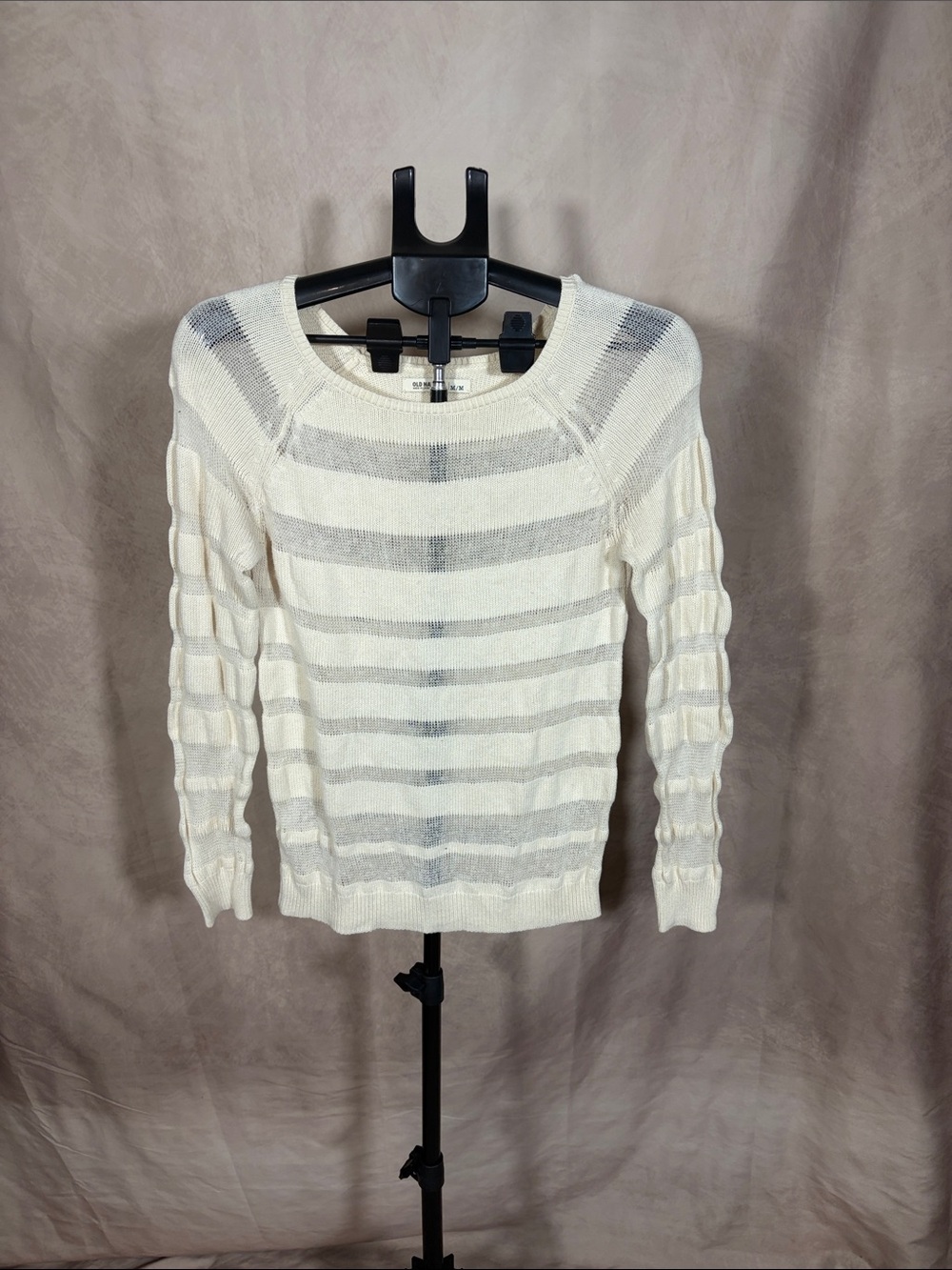 Old Navy Ivory and Mesh Striped Sweater